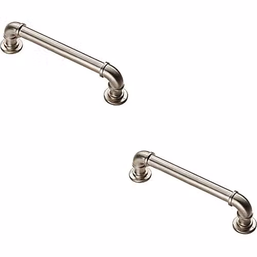 Loops 2 Pack Pipe Design Bar Cabinet Pull Handles in Satin Nickel with 128mm Fixing Centres