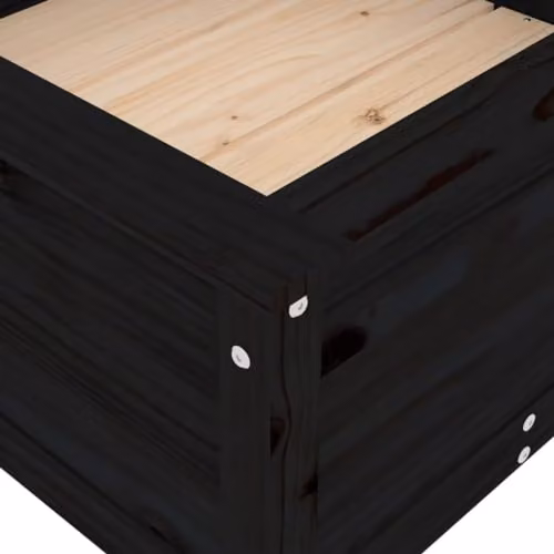 vidaXL Black Wooden Garden Planter Tub W/D/H: 82.5 x 82.5 x 39 cm – 4