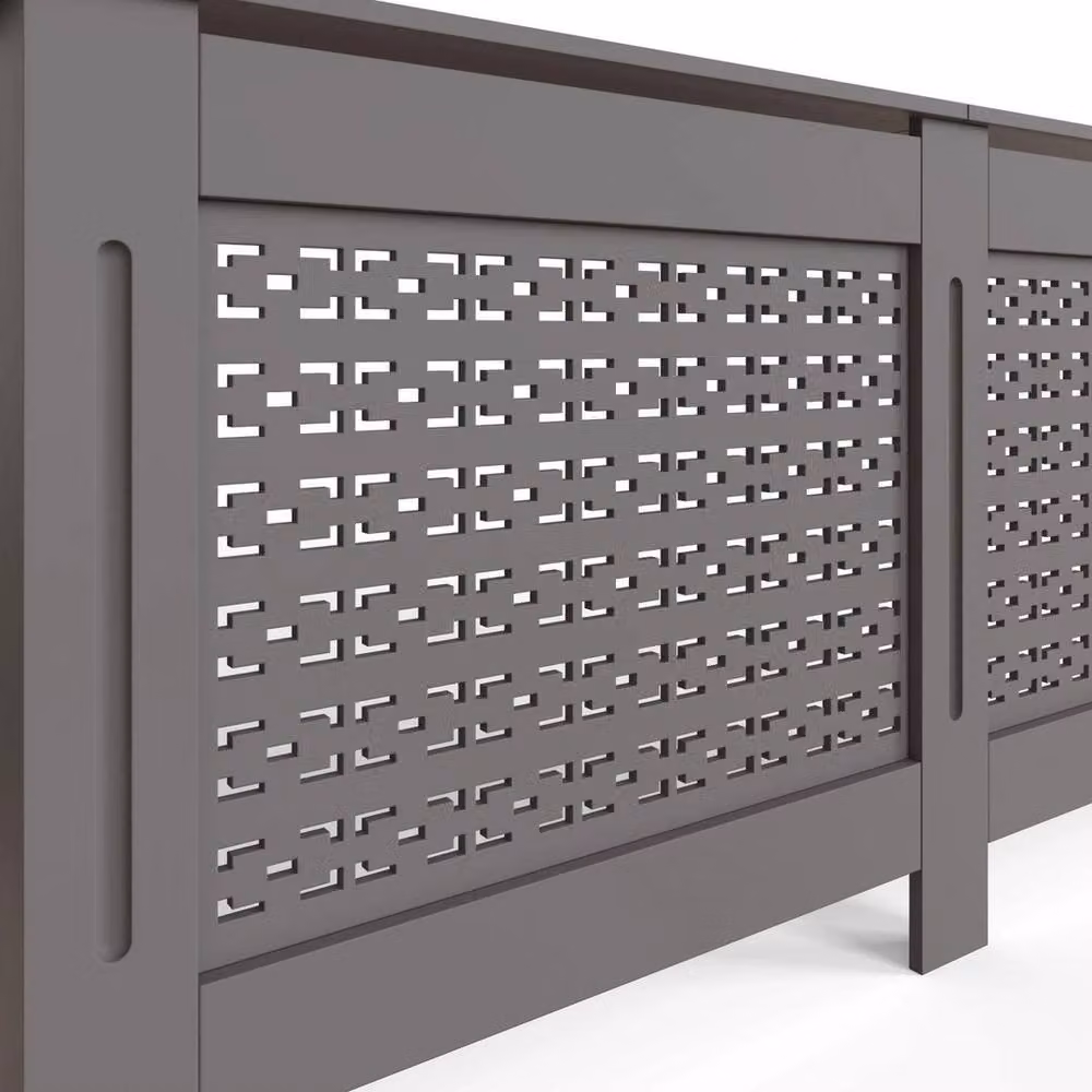VOGREX Geometric Grey MDF Radiator Cover W/D/H: 172.0 x 82.3 x 19.0 cm – 2