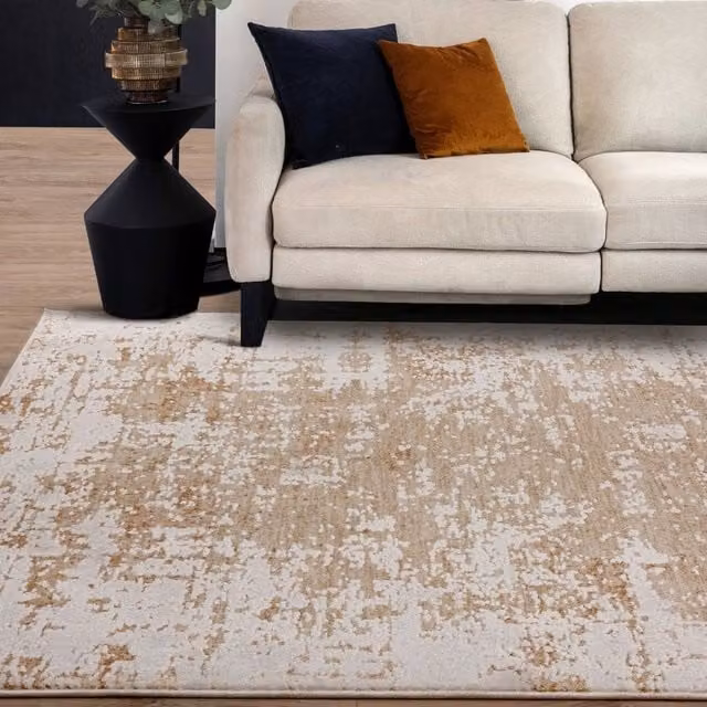 The Rug Shop UK Abstract Modern Machine Woven Easy Care Rug in Sand and Beige, W: 240 cm, D: 320 cm
