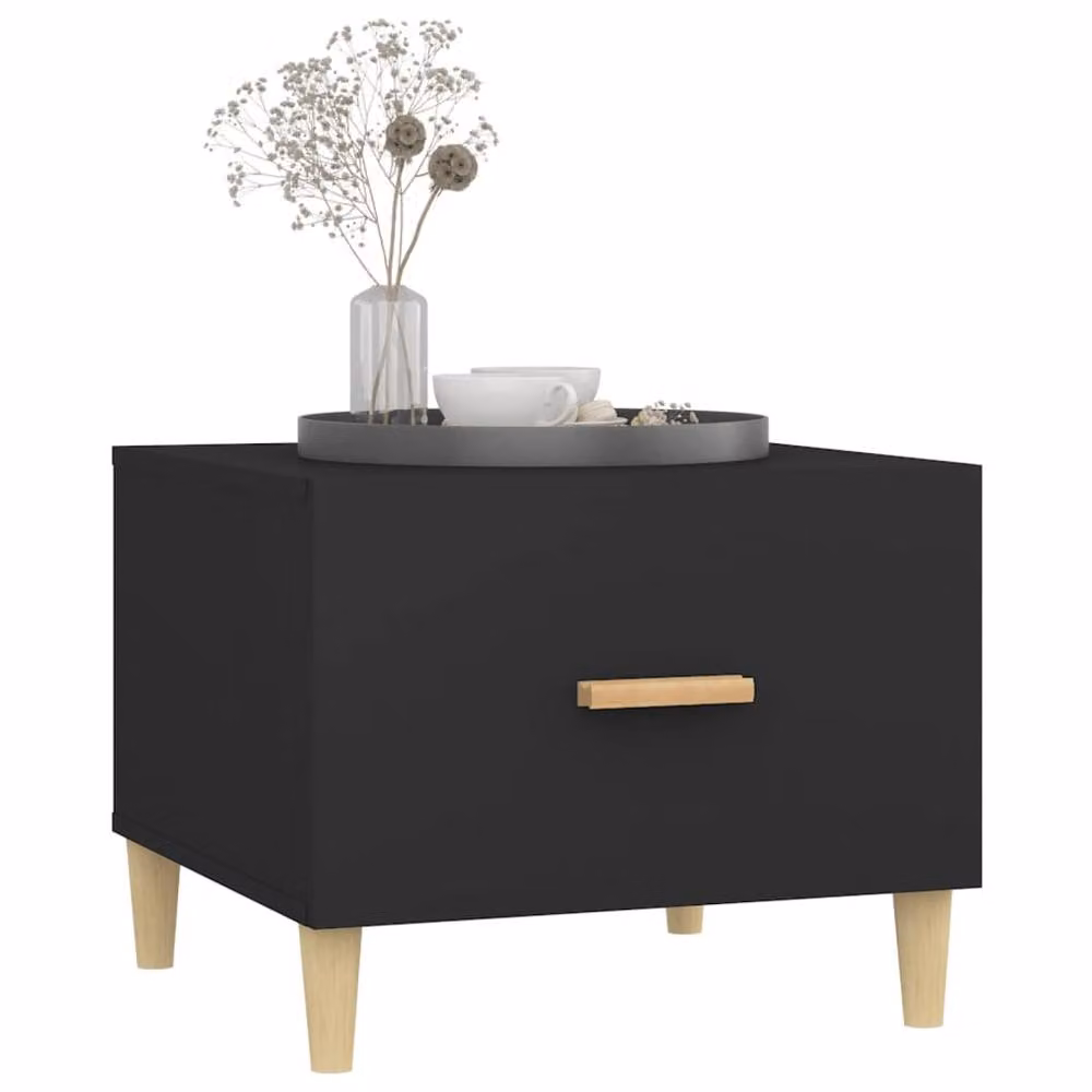 Berkfield Home Black Square Coffee Table in Engineered Wood, W/D/H: 50 x 50 x 40 cm – 3