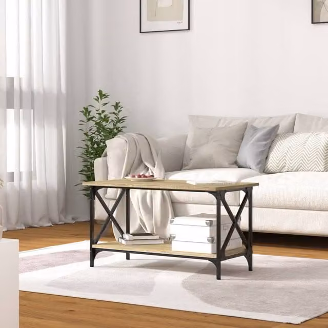 Berkfield Home Classic Coffee Table in Sonoma Oak and Brown, W/D/H: 80 x 45 x 45 cm