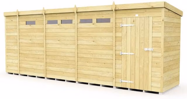 Buttercup Farm Brown Pent Security Wood Shed with Single Door, L118 x W492 x H201 cm – 1