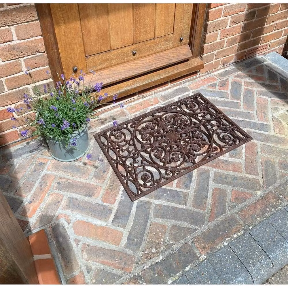 Nordara Ornate Cast Iron Non Slip Indoor and Outdoor Doormat, Brown, W: 100 cm x D: 100 cm – 3