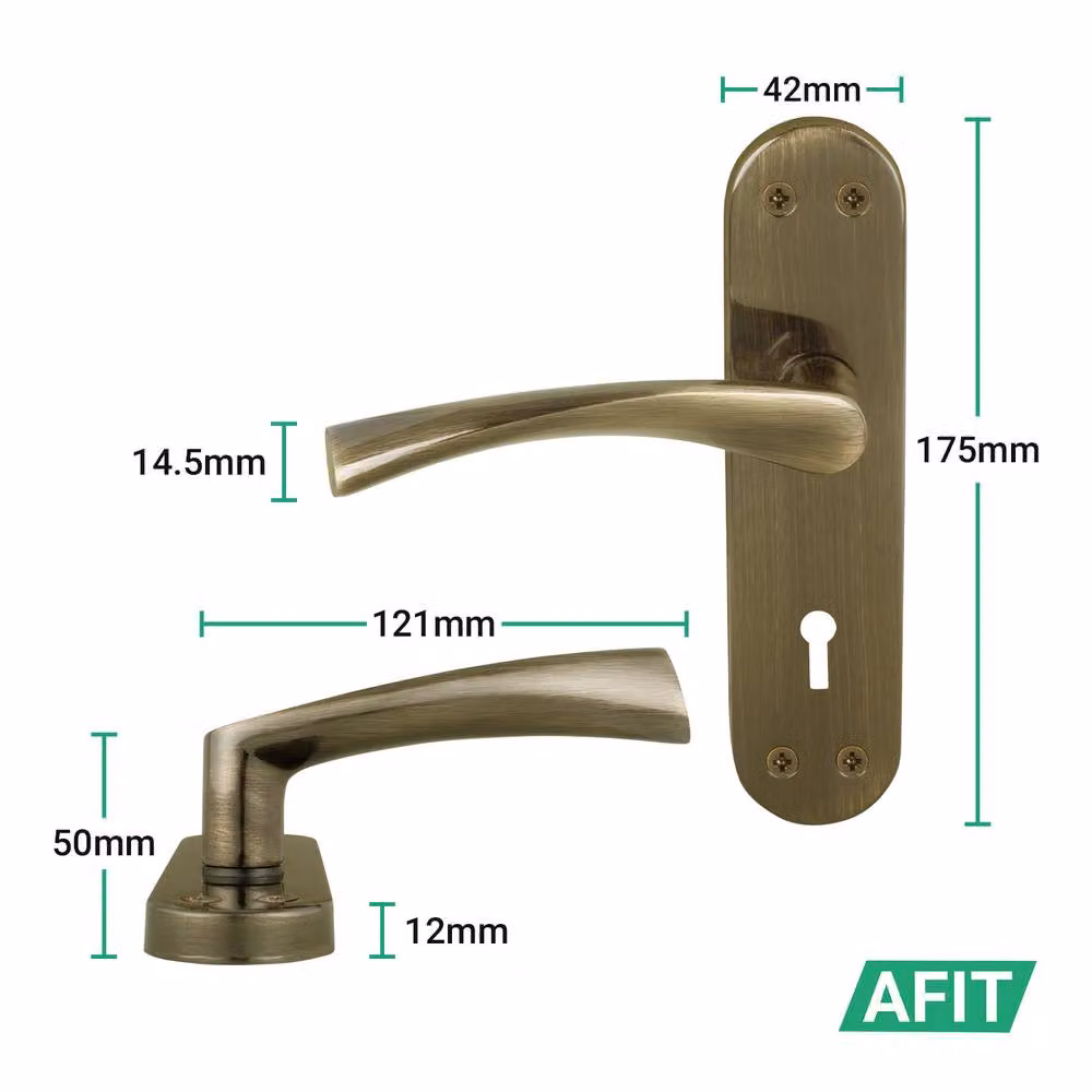 AFIT Antique Brass Twist Door Handle Sashlock Escutcheon Set in Bronze, 1 Pair – 2