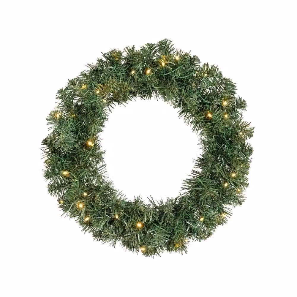 FLAVORA Green Christmas Hanging Door Wreath, W: 100 cm, D: 15 cm – 3