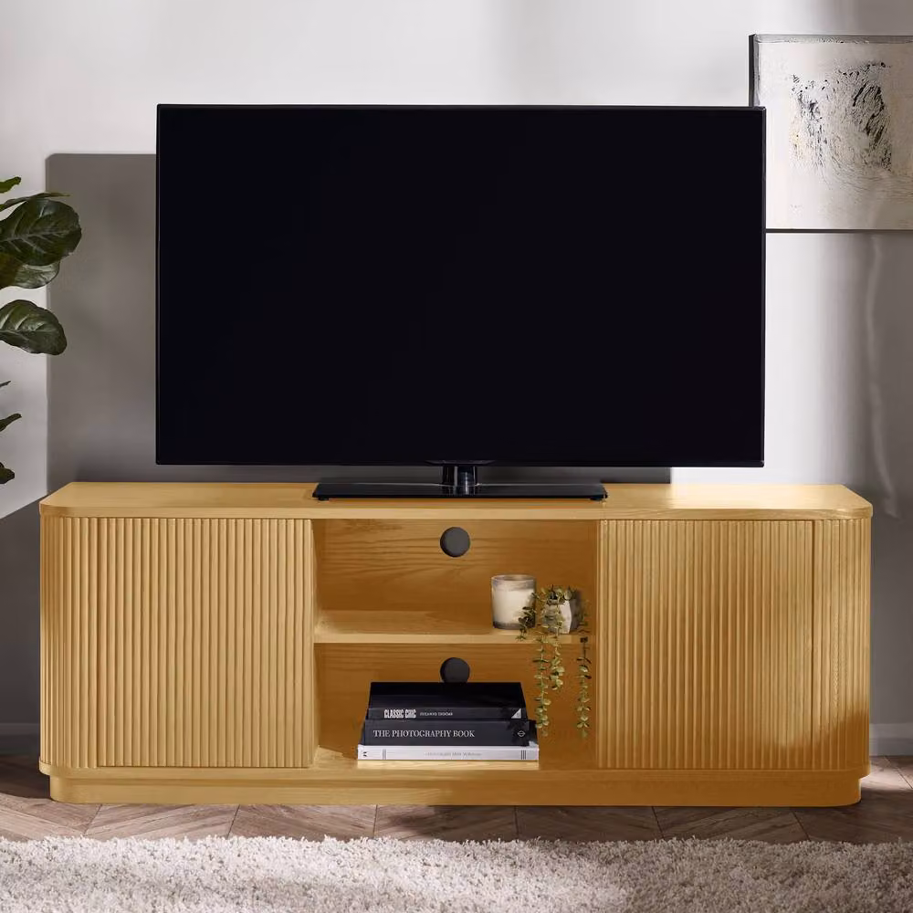 Cheshire Premium Lauriston Fluted TV Unit in Light Oak – 3