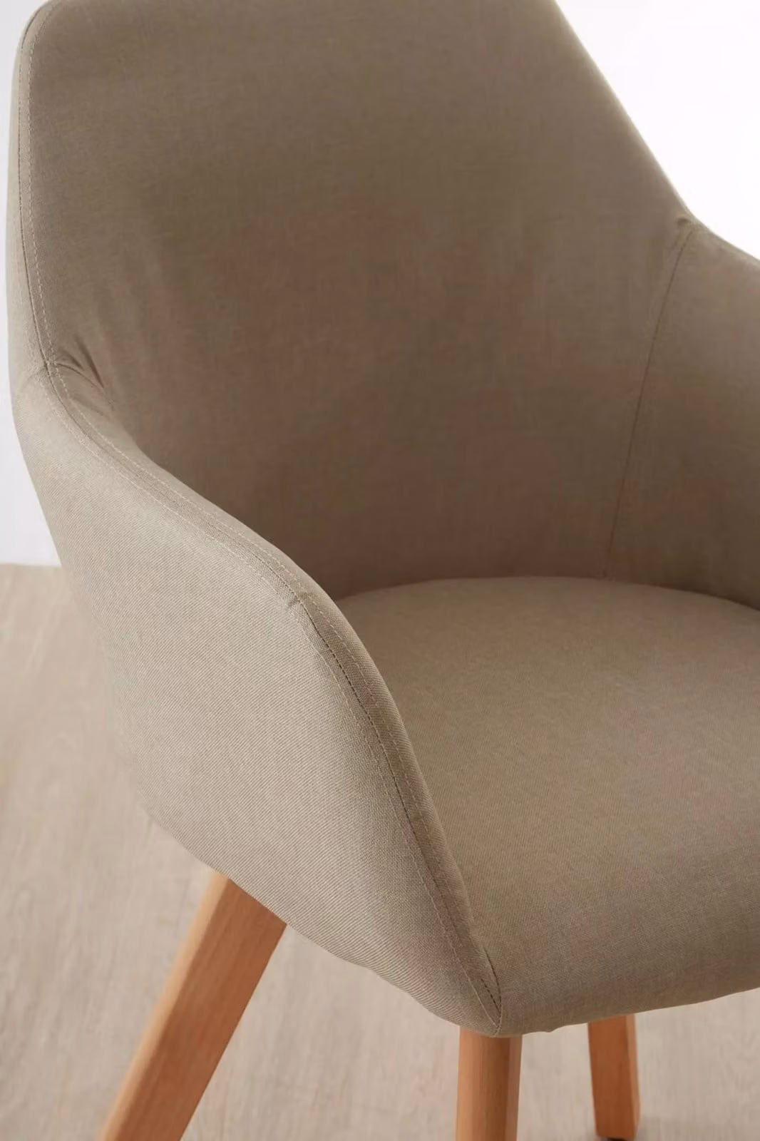 Orsina Beige Fabric Dining Chair with Beech Wood Legs – 2