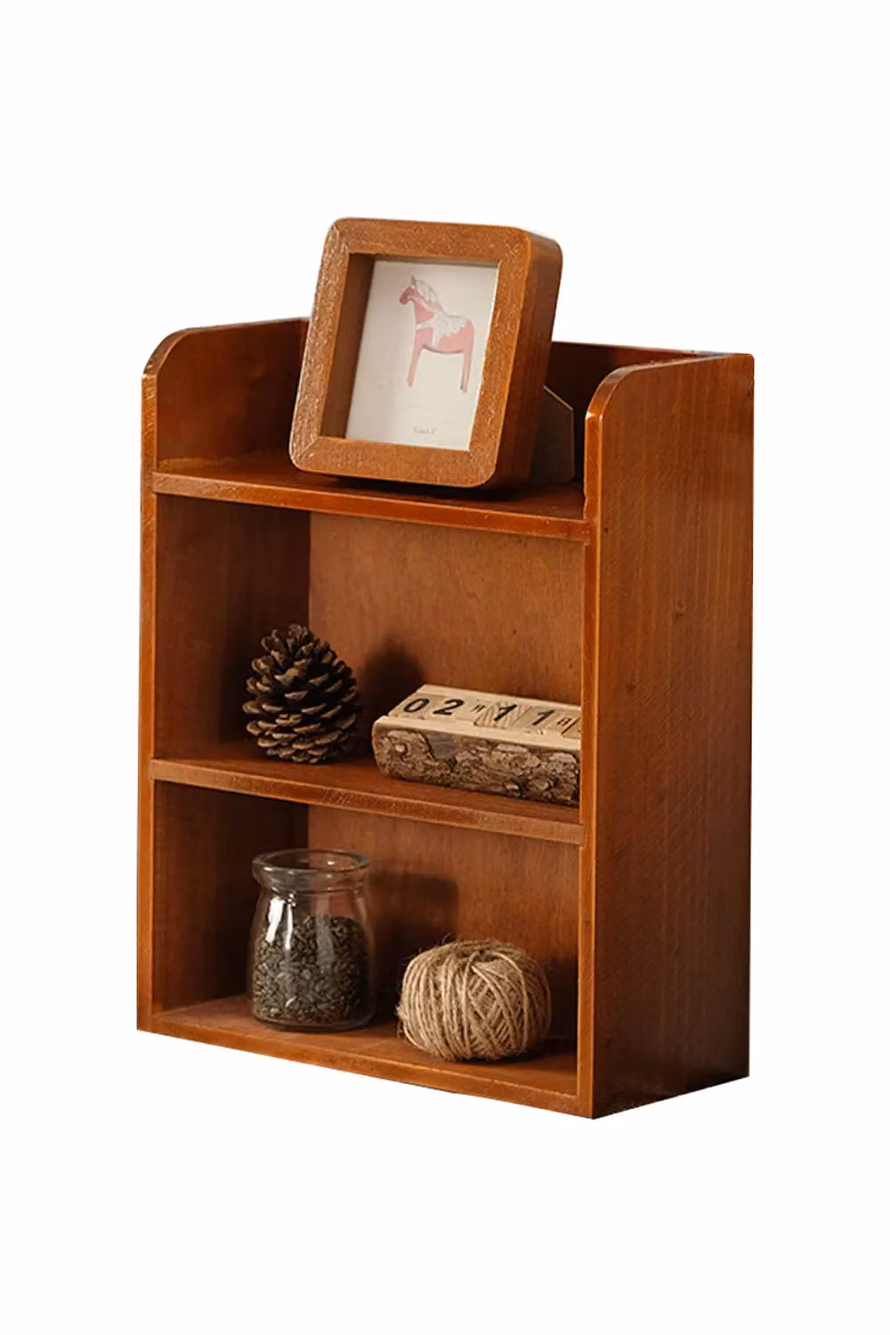 SHEONLY 3-Tier Retro Wooden Tabletop Storage Rack, Brown, W: 30.5 cm, D: 25.0 cm – 4