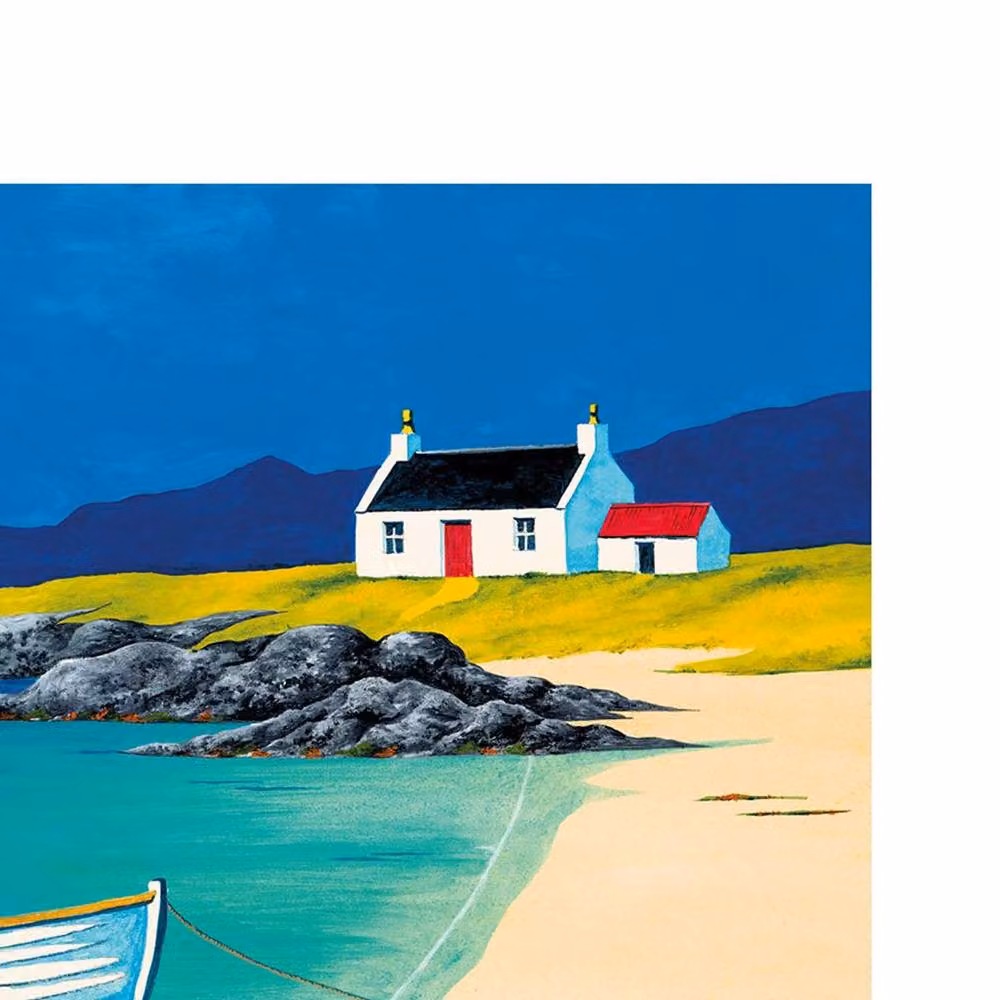 Anthony Barber Hebridean Fisherman's Cottage Maritime Paper Poster in Light Blue and Multicolour – 2