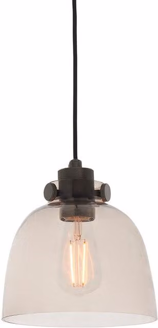 Loops Industrial Suspended Ceiling Pendant Light in Black and Grey Glass