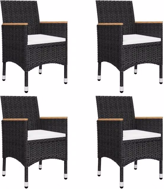Berkfield Home 5 Piece Modern Garden Dining Set with Acacia Wood and Powder Coated Steel in Black – 1