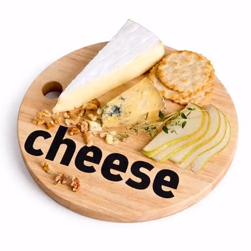 Premier Housewares Round Wooden Cheese and Wine Board Gift Set, Brown