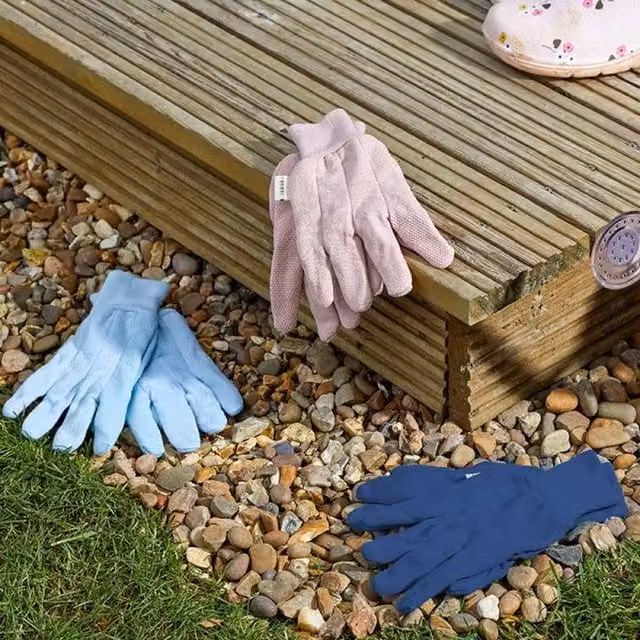Garden Mile Heavy Duty Jersey Grips Gardening Gloves, Triple Pack, Pink and Multicolour