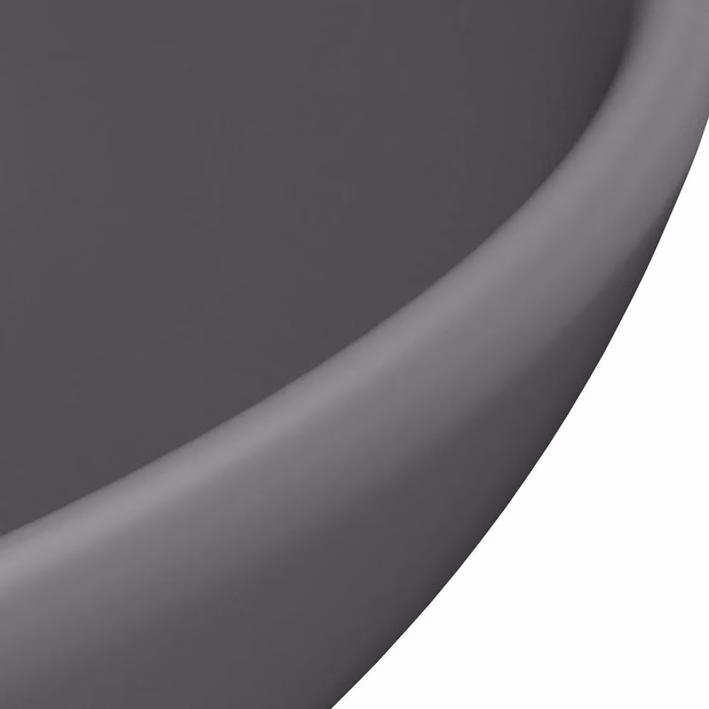 Berkfield Home Luxury Round Ceramic Bathroom Basin in Matt Dark Grey, W: 32.5 cm, H: 14 cm – 5