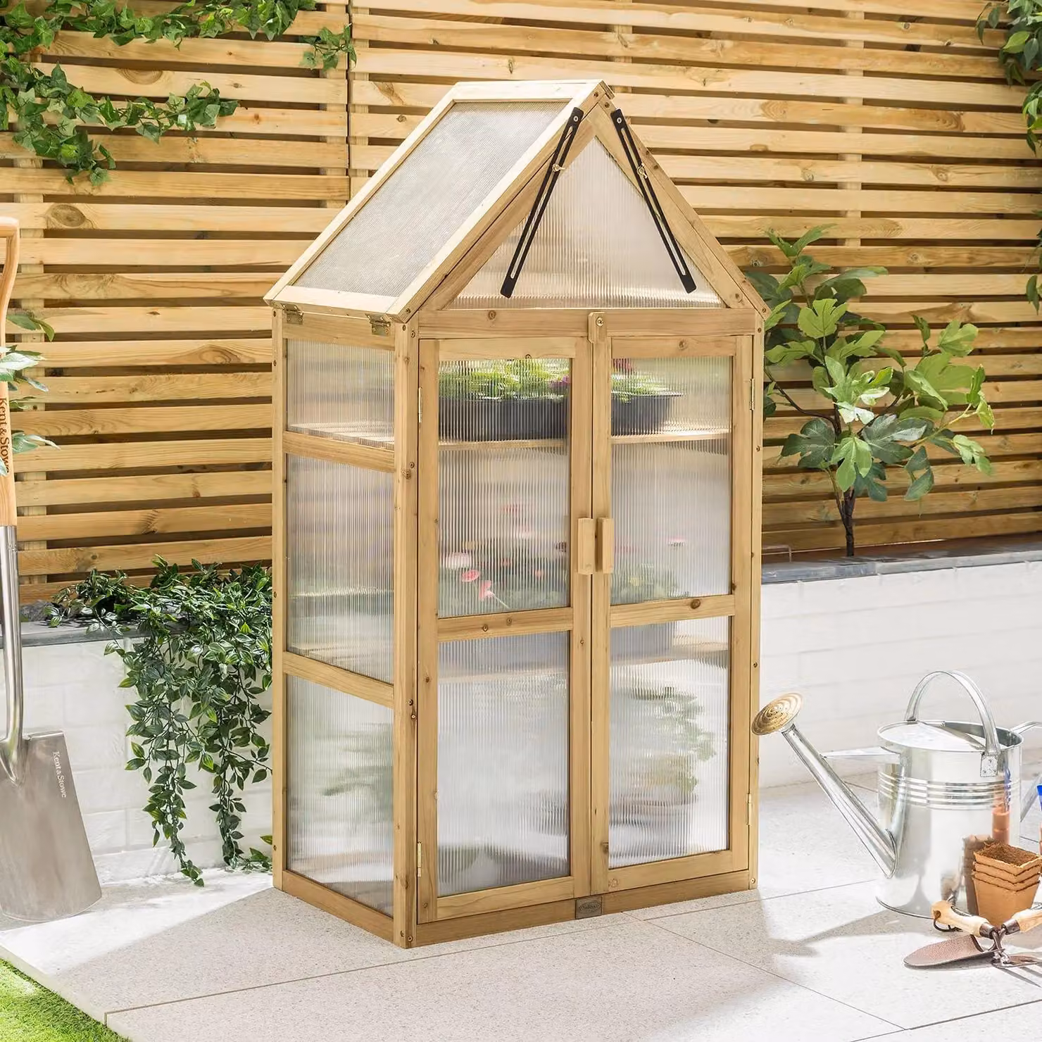 Christow Wooden Polycarbonate Lean To Cold Frame Garden Greenhouse in Brown – 2