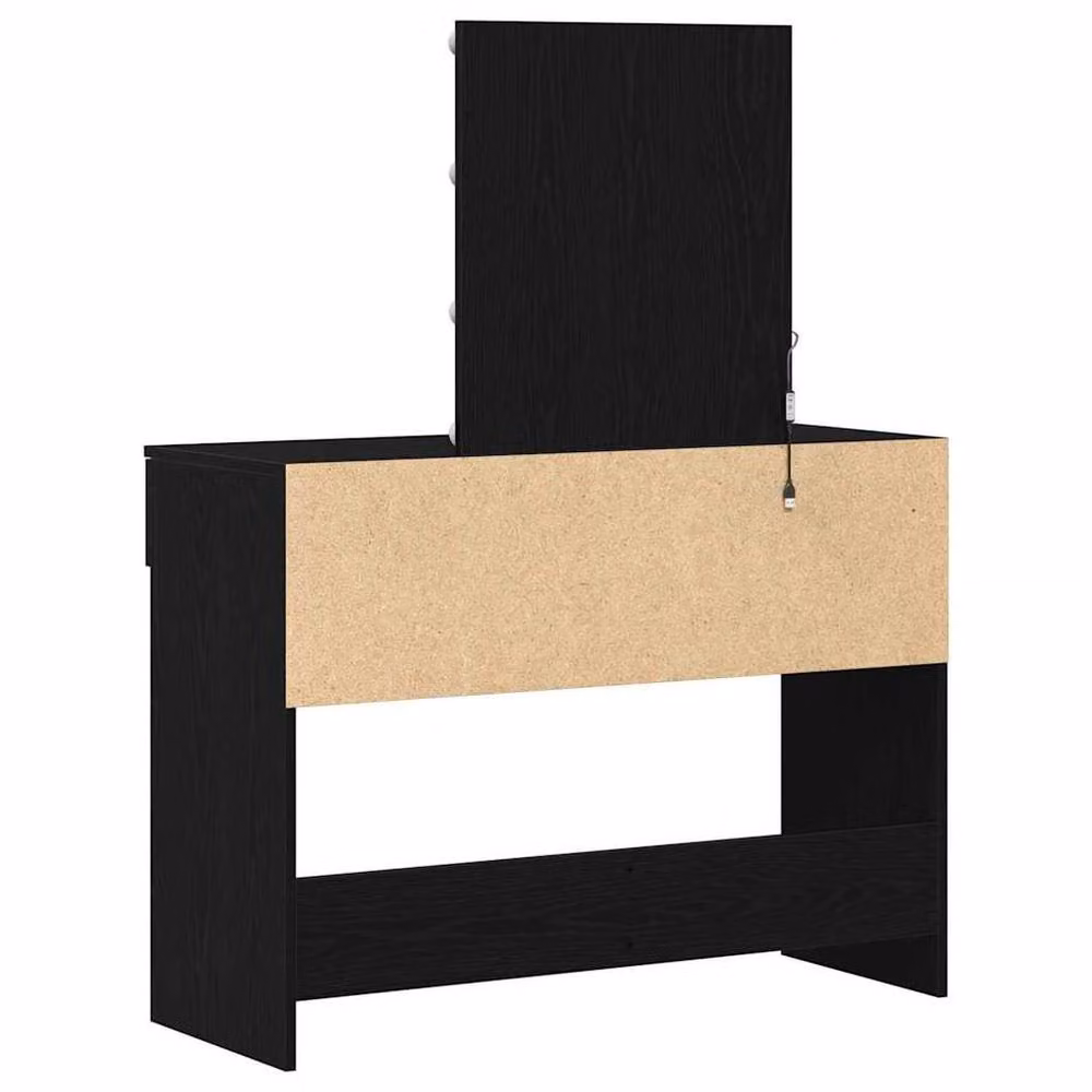 Berkfield Home Modern Dressing Table with Hollywood LED Mirror in Black Oak – 5
