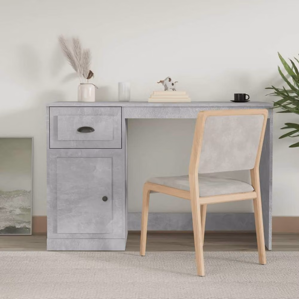 Berkfield Home Computer Desk in Grey with Drawer, W/D/H: 115 x 50 x 75 cm – 2