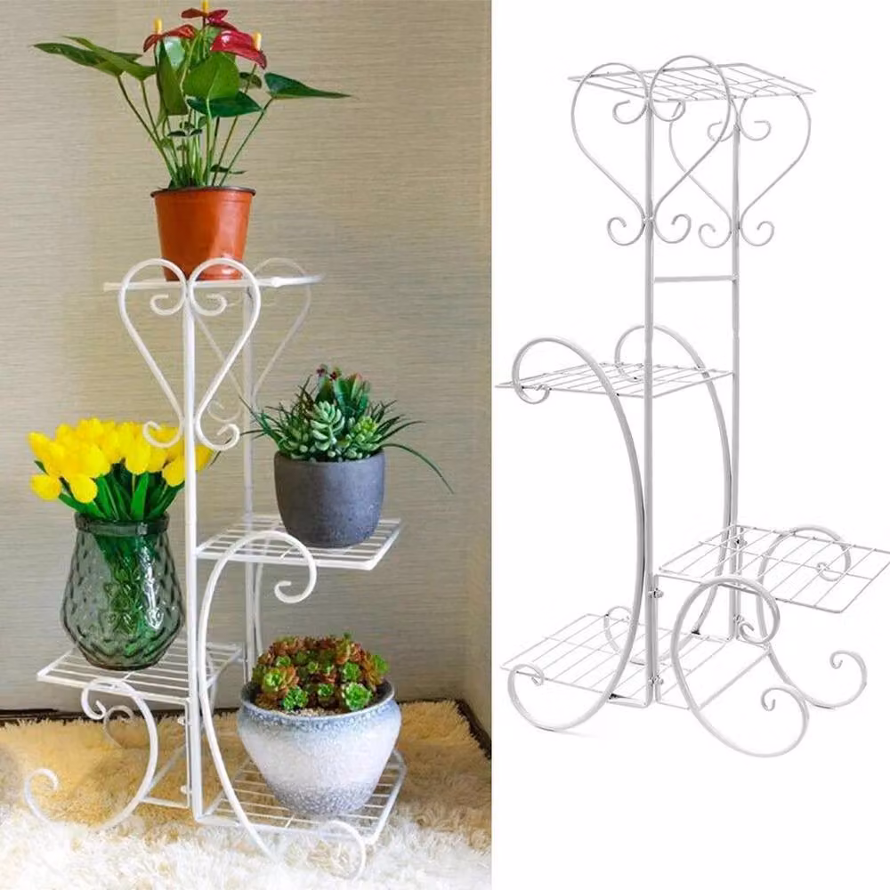 KORVIXA White Metal Plant Pot Shelving, W/D/H: 52 x 25 x 80 cm – 2