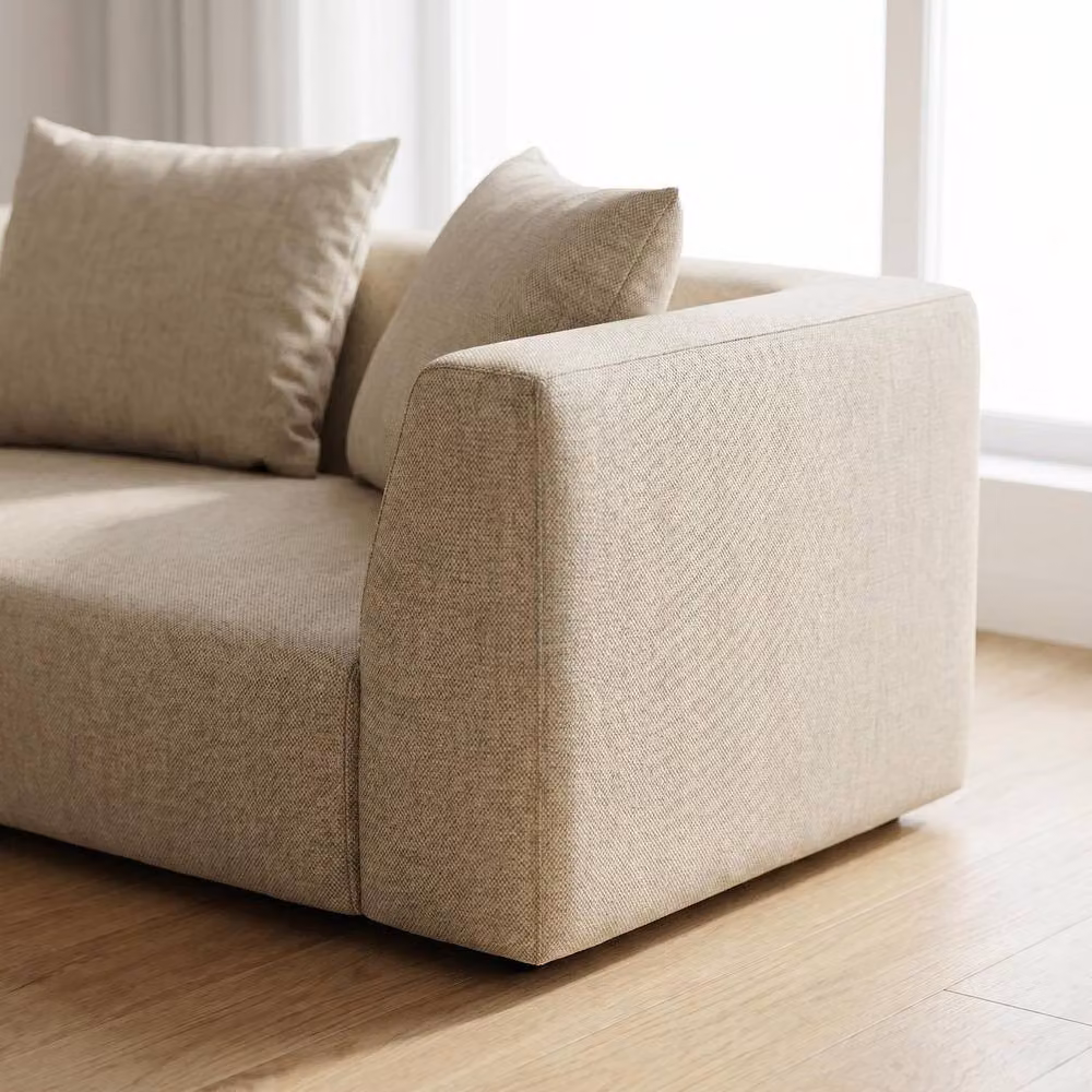 Abakus Direct Tokyo Right Corner Unit in Deep Black Basket Weave with Deep Seat in Warm Beige – 2