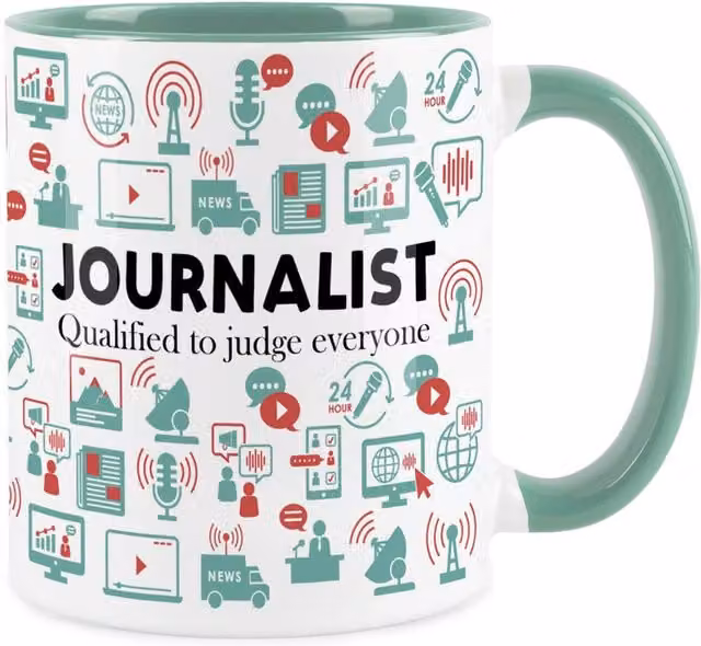 Purely Home Novelty Journalist Ceramic Mug in Turquoise