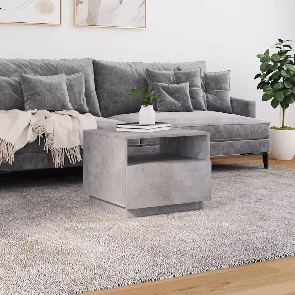 Berkfield Home Modern Coffee Table with LED Lights in Concrete Grey, W/D/H: 50 x 49 x 40 cm – 4