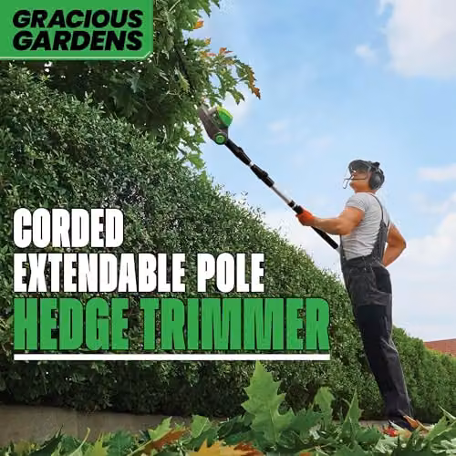 Gracious Gardens 550W Electric Long Reach Reciprocating Hedge Trimmer with 45cm Blade in Grey and Green – 7