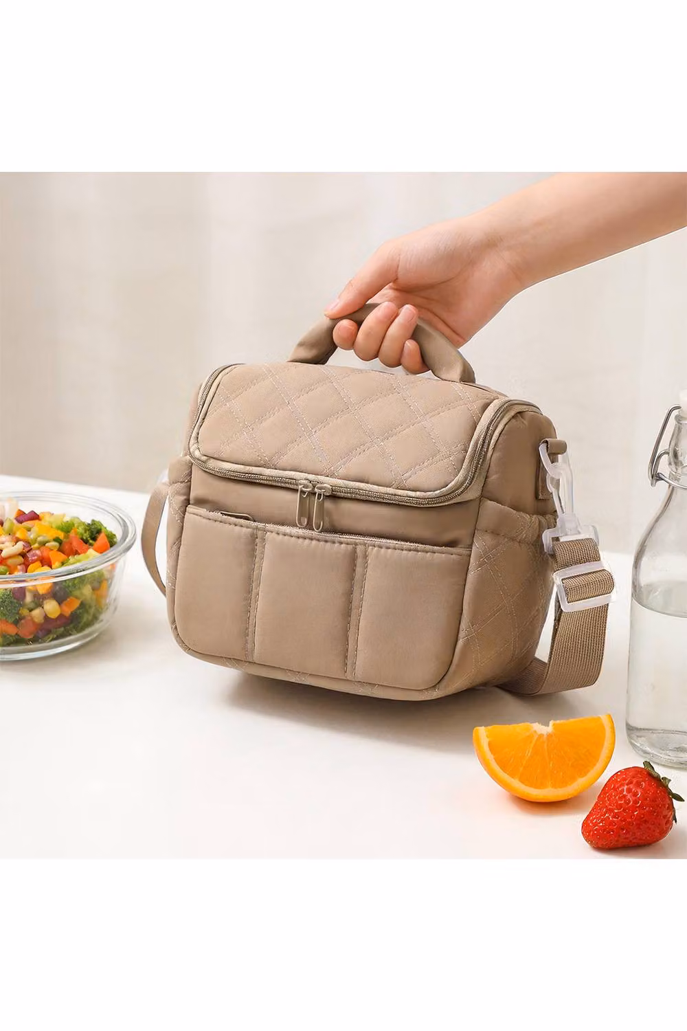 Living and Home Insulated Portable Bento Lunch Bag in Beige – 2