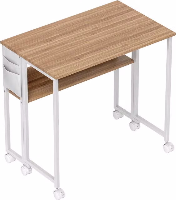 HOMCOM Brown Drop Leaf Writing Desk with Castors – 1
