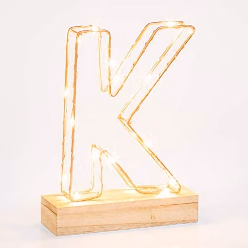 Echo Three Gold Wire Frame Letter Light W/D/H: 22.0 x 16.0 x 5.0 cm