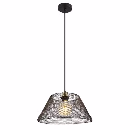 Netlighting Baku Industrial Wire Frame Pendant Light in Black and Gold/Brass, Height: 120 cm, Diameter: 36 cm – 1