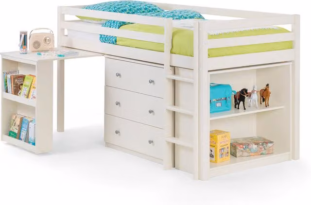 Julian Bowen Roxy White Solid Wood Single Mid Sleeper Cabin Bed with Drawers – 2