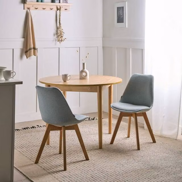 Wyld and Coco Mint Green Fabric Dining Chairs, Set of 2, with Beechwood Legs – 1