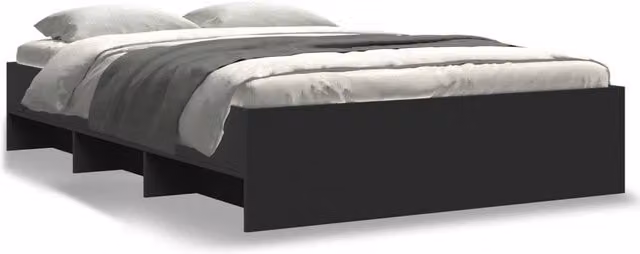 Berkfield Home Small Double Bed Frame in Black, Engineered Wood, W/D/H: 120 x 200 cm