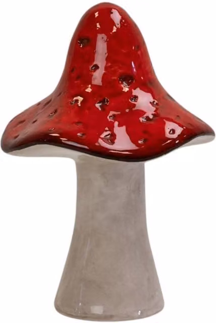 Four Candle Rustic Ceramic Mushroom Tabletop Decoration in Red and Grey – 1