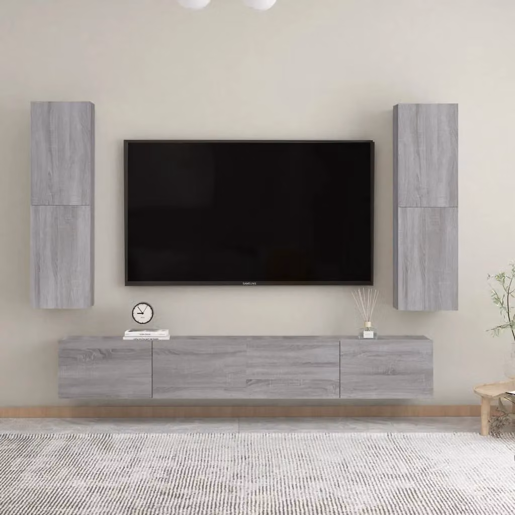 Berkfield Home Wall-mounted TV Cabinet in Grey, W/D/H: 110 x 30.5 x 30 cm – 4