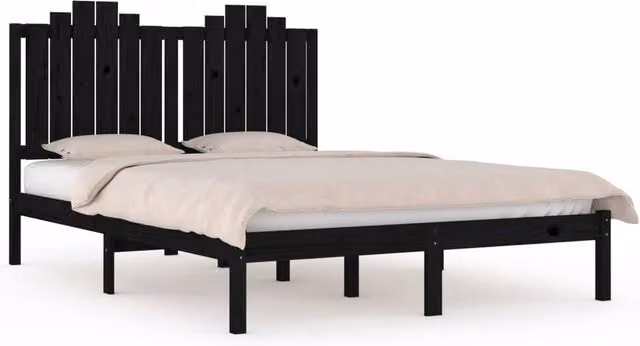 Berkfield Home Black Solid Wood Pine Bed Frame W/D/H: 200 x 200 cm – 1