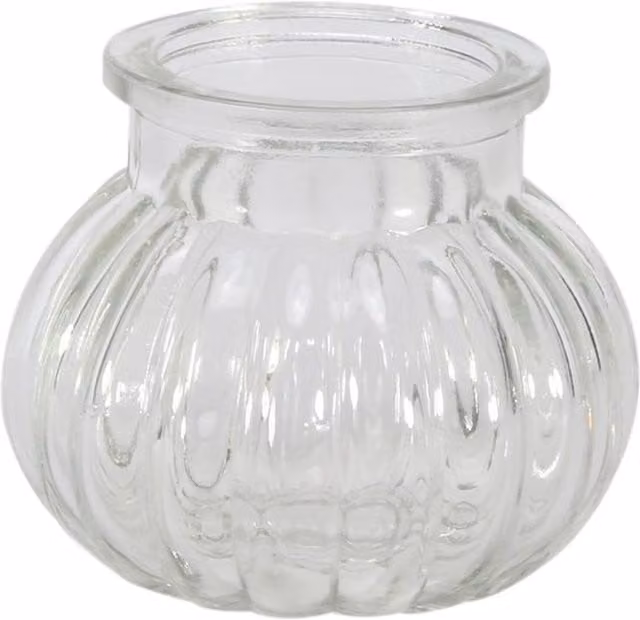 Kingsbury Gifts Mini Veneto Bubble Glass Jar Vase in Clear Transparent Round Design