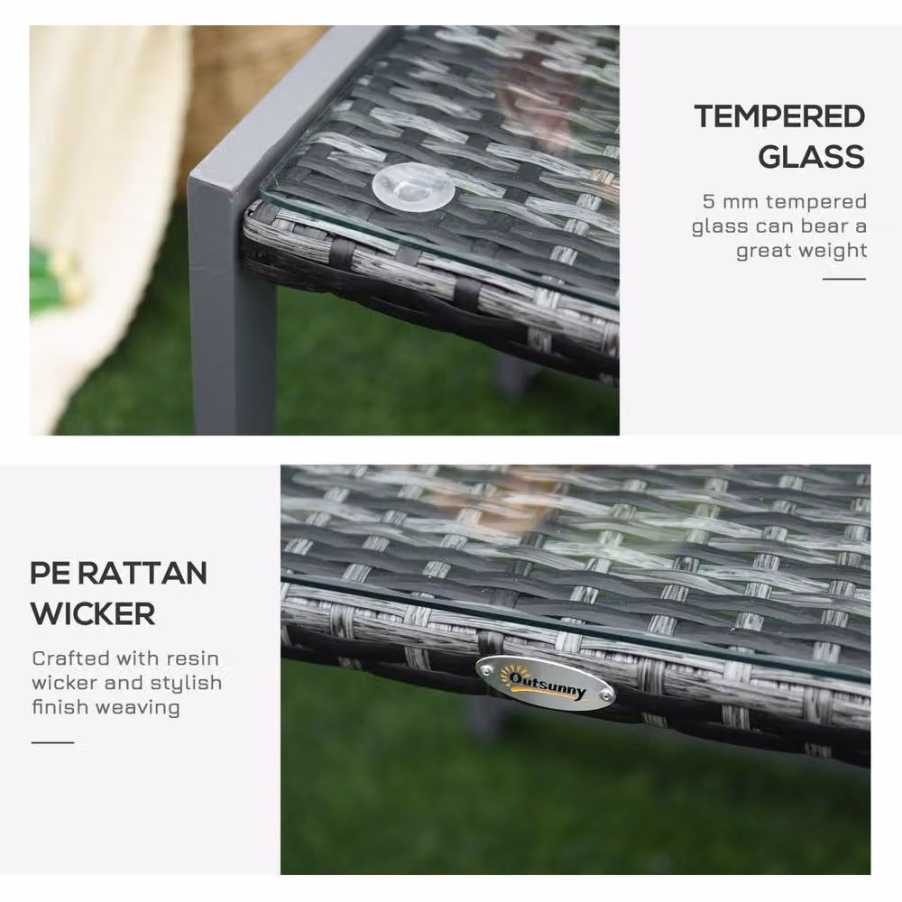 Wyld Haus Visano Grey Rattan Outdoor Side Table with Tempered Glass Top – 4