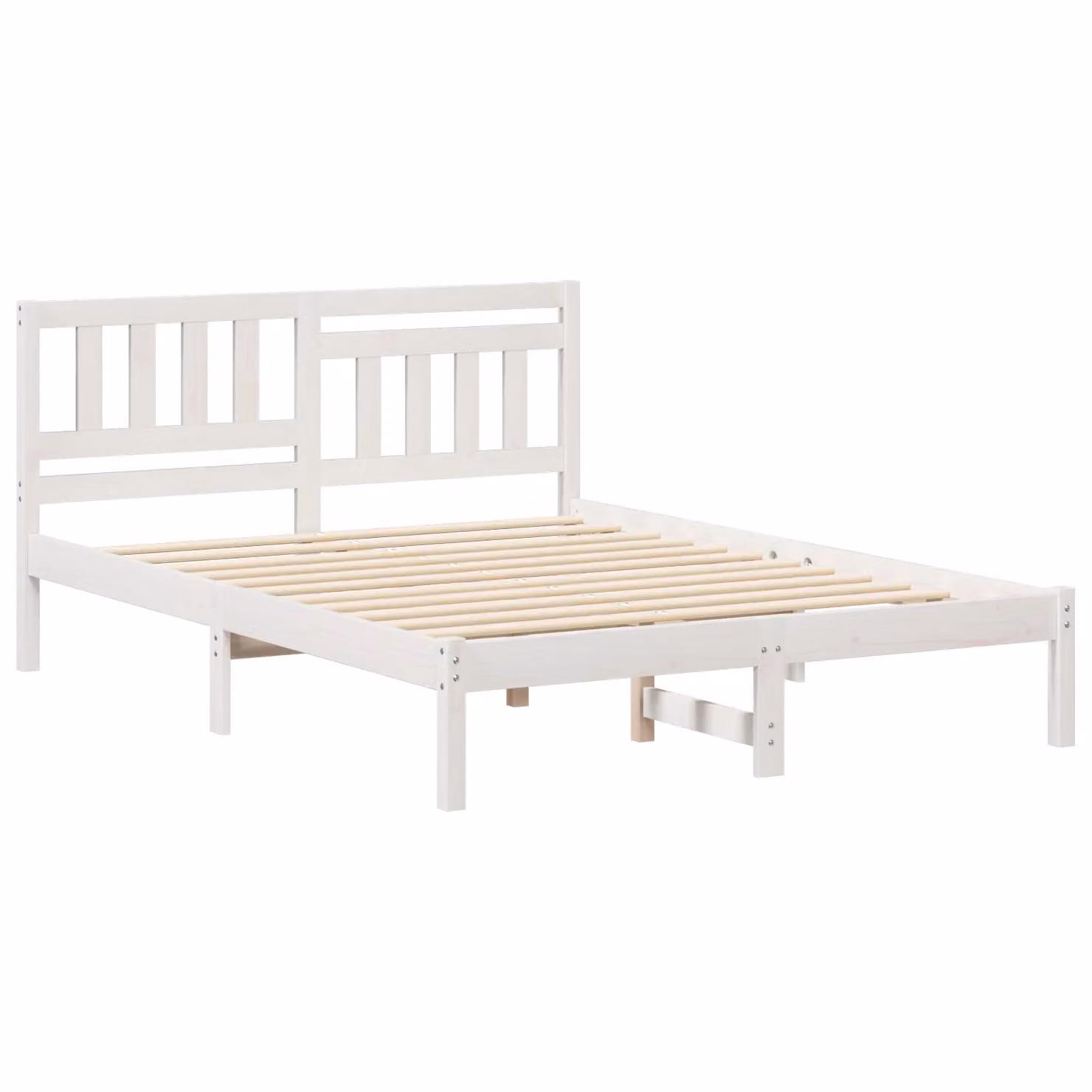 Berkfield Home White Solid Pine Wood Bed Frame with Headboard W/D/H: 120 x 190 x 80.5 cm – 2