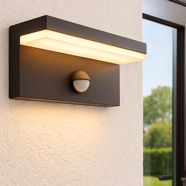 CGC Lighting Dallas Rectangular LED Outdoor Wall Light with PIR Motion Sensor in Black