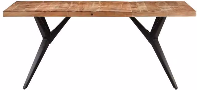 Berkfield Home Rectangular Solid Acacia Wood Dining Table in Black, W/D/H: 160 x 80 x 76 cm