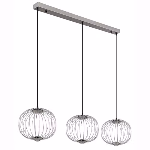 Globo Lighting Chrome LED Pendant Lamp for Dining and Living Rooms, Height: 150 cm, 3 Bulbs Included – 1