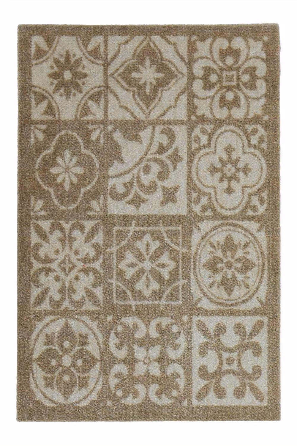 My Mat Mediterranean Tile Pattern Nylon Indoor Rug in Beige, W: 50 cm, D: 75 cm – 2
