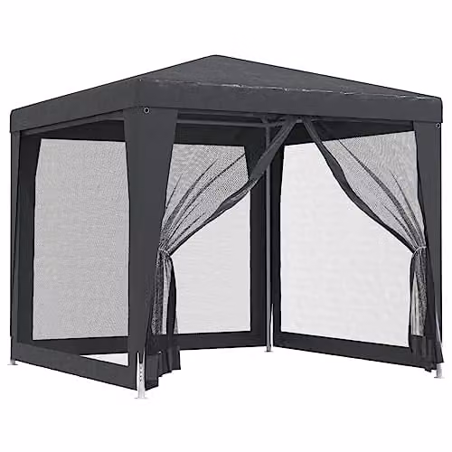 vidaXL Party Tent with 4 Mesh Sidewalls in Anthracite, W/D/H: 250 x 250 x 245 cm – 1