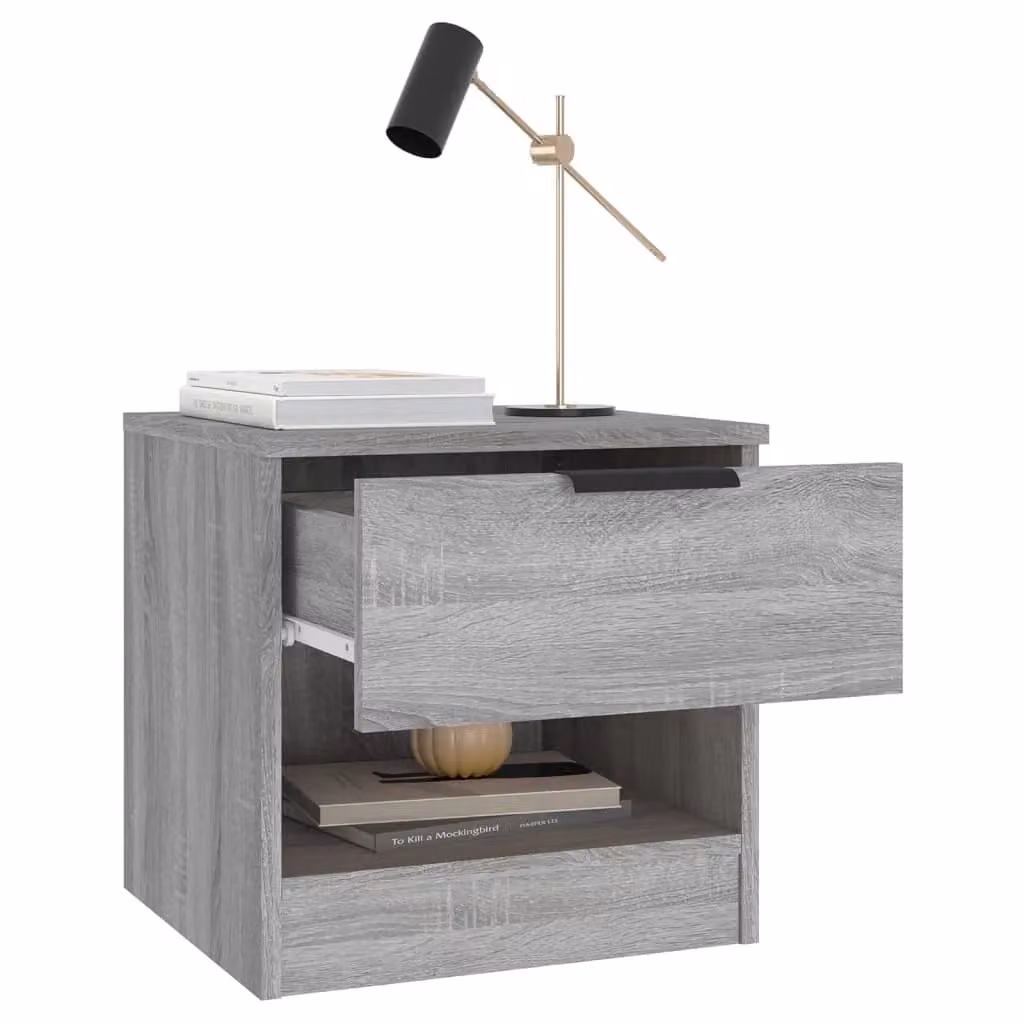 Berkfield Home Set of 2 Grey Sonoma Bedside Cabinets in Engineered Wood – 2