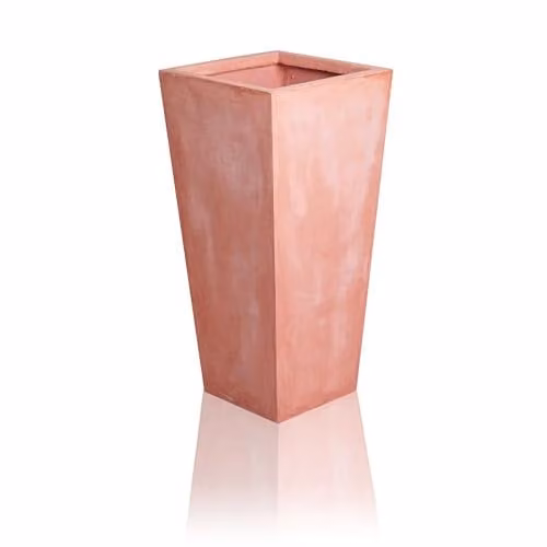 Primrose Fibrecotta Terracotta Tall Flared Square Planter in Red or Brown, H: 89 cm, W: 43 cm, D: 43 cm