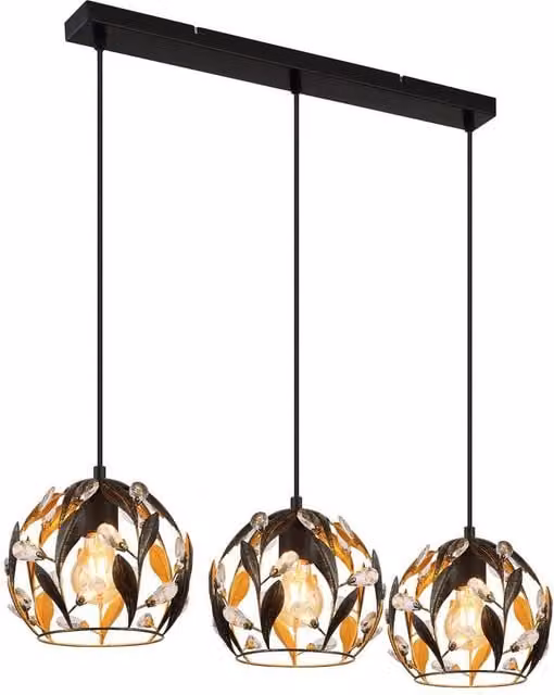 Netlighting Mika Bar Pendant Ceiling Light in Matt Black with 3x E27 Sockets – 1