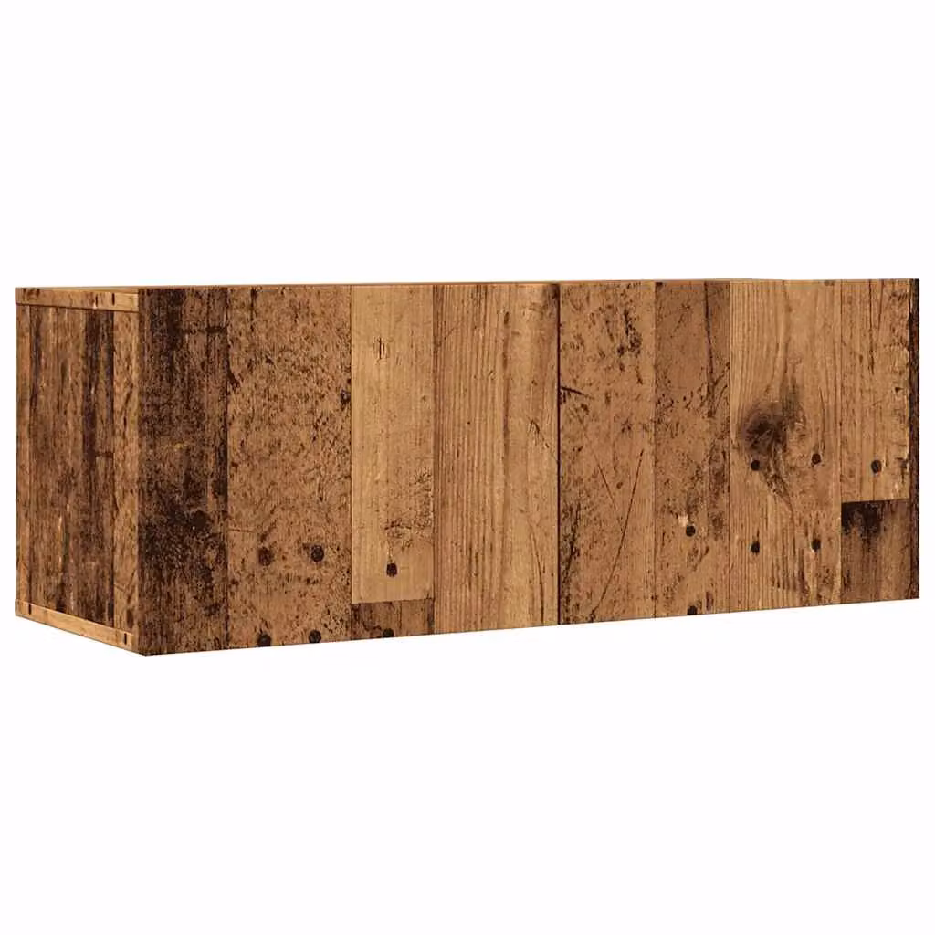 Berkfield Home Set of 2 Wall-mounted Rustic Old Wood TV Cabinets, Brown, W/D/H: 80 x 30 x 30 cm – 2