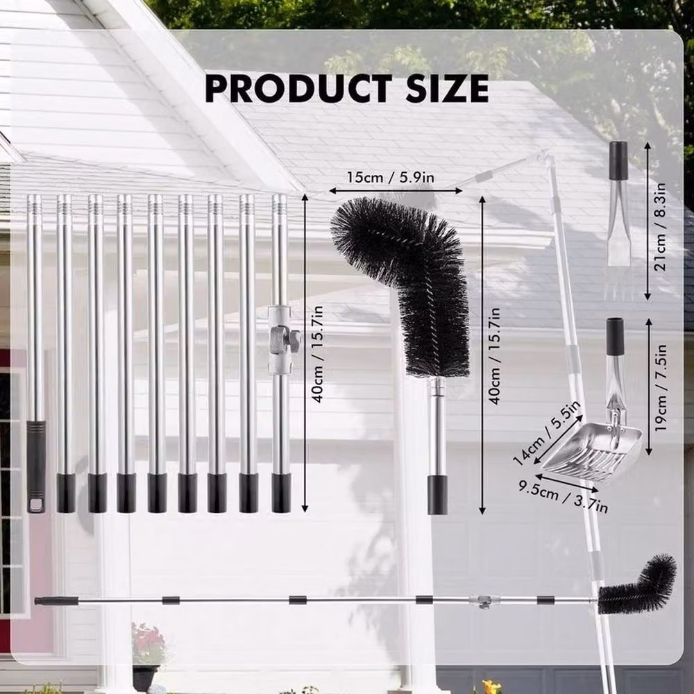 SPETLEK Black Telescopic Gutter Cleaner Brush with Stainless Steel Handle, 4m – 2